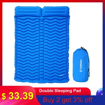 

TOMSHOO Double Sleeping Pad 2 Person Ultra-light Portable Mattress Inflatable Mat Camping Mat Outdoor With Pillow