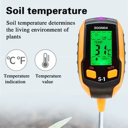 Testeur de sol 5 en 1, détecteur de PH, compteur d'acidité, illuminateur, hygromètre de température, capteur d'humidité, testeur de sol 