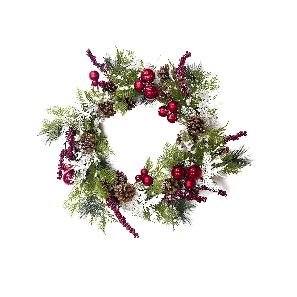 

Xmas Wreath Handmade Red Berries Pine Pendant Garland Shopping Mall Christmas Tree Door Decoration Wreath Holiday Ornament Oct4