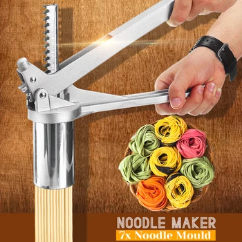

Stainless Steel Manual Noodle Maker Press Pasta Machine Crank Cutter Fruits Juicer Cookware With 7 Pressing Noodle Moulds Making
