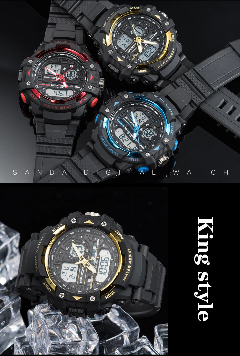 SANDA, роскошные часы для мужчин, наручные часы, высокое качество, электронные часы, для улицы, электронные часы, relogio, подарки для мужчин