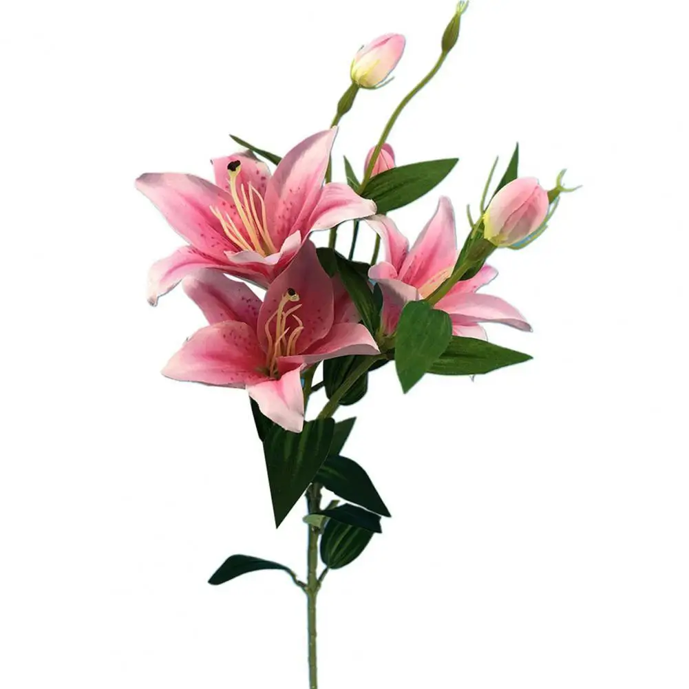 6 Heads/branch Easter Vivid Artificial Lily Flower Branch Home Wedding