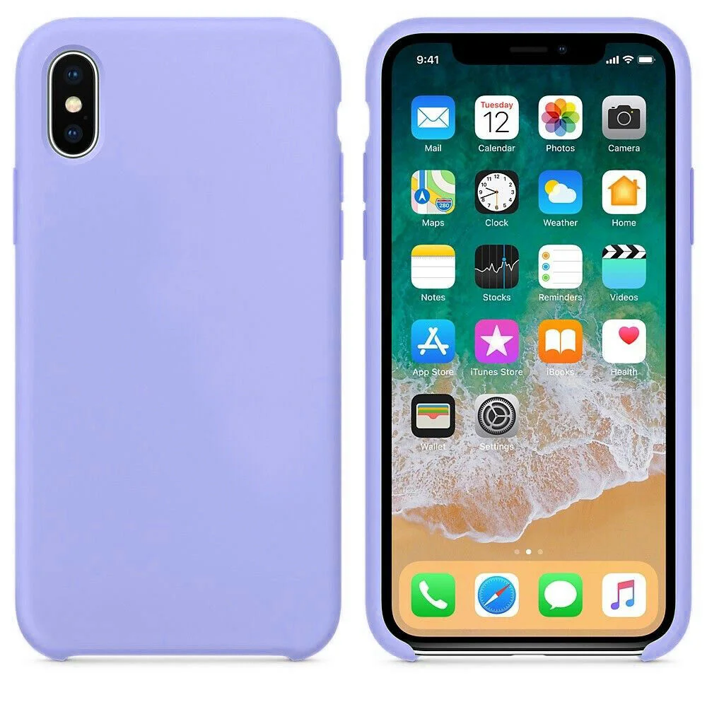 Официальный жесткий силиконовый чехол для iPhone 11 Pro Max XS Max задний противоударный чехол с логотипом для iPhone X XR 6 7 8 Plus - Цвет: Light Purple