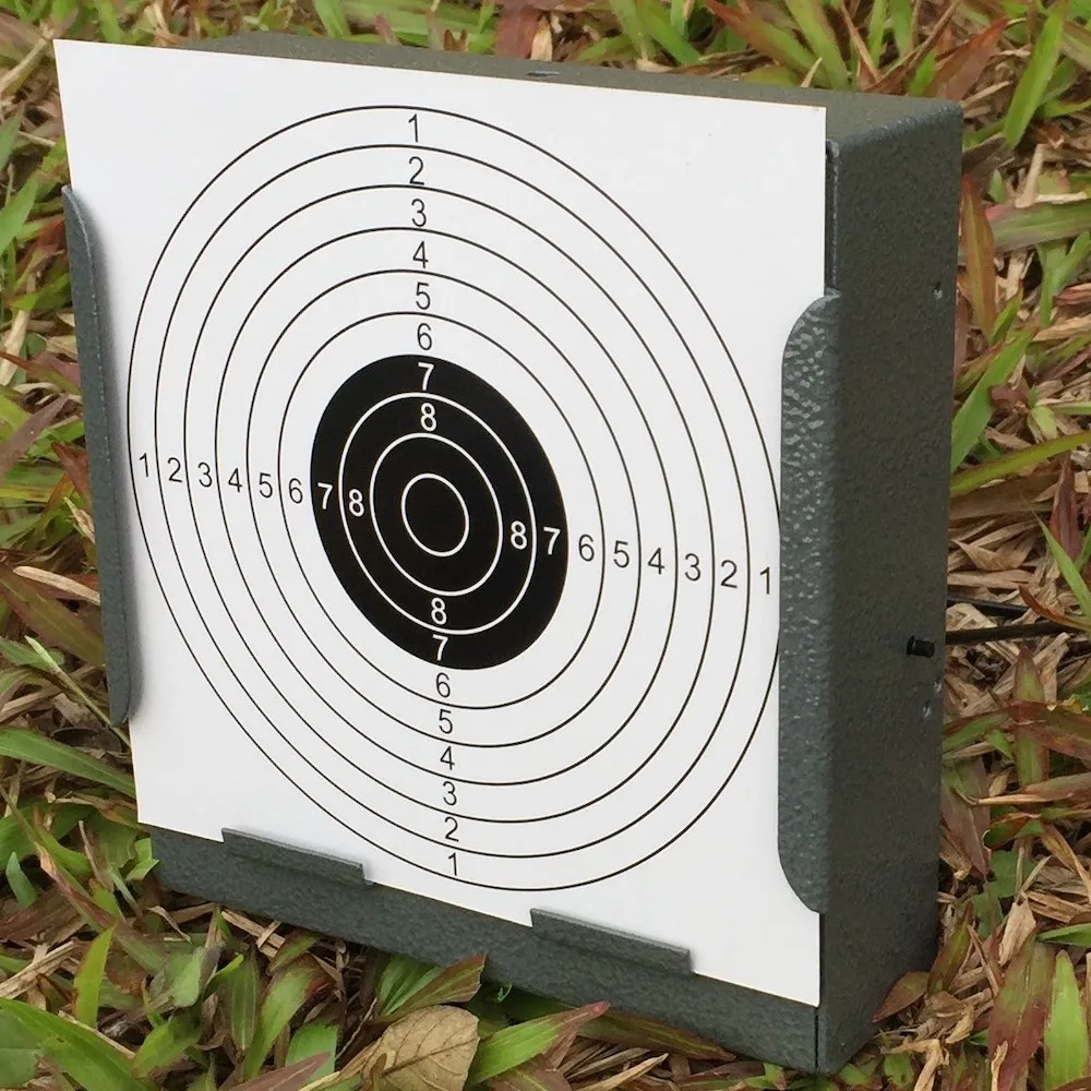 

5.50"*5.50"(14cmx14cm) Square Grey Pellet Trap+20 Bull's-eyes Paper Target for AirRifle, Airgun, PelletGun, Steel & Plastic BBs