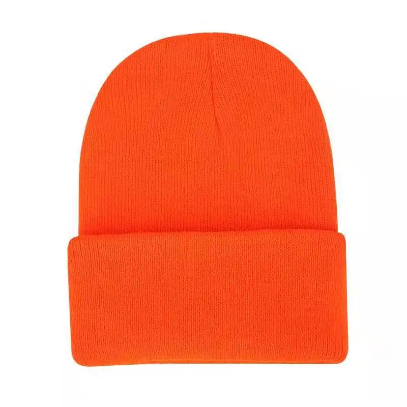 M MISM, новинка, осенняя Женская Классическая вязаная шапка бини, одноцветная эластичная Базовая спортивная шапка, осенняя женская шапка бини - Цвет: Dark orange