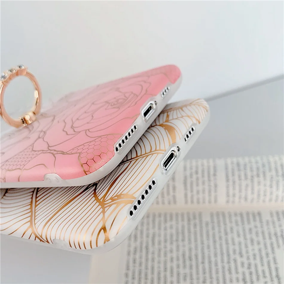 huawei snorkeling case Luxury Flower Case for Huawei P30 P20 Pro Lite Case Silicone Soft Glitter Cover for Huawei Mate 20 30 Pro Lite Case Ring Holder phone case for huawei