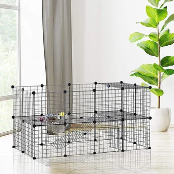36PCS Iron Mesh Small Animal Cage DIY Kennel Fence Running Play Pen Pet Playpen Cat Rabbits Guinea Hamster Crate House Barrier 1