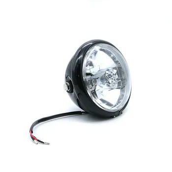 

12V 55W High/Low Beam Black Retro Skull Light Bulb Side Mount Round Headlight For Harley Cruiser Choppers Custom application
