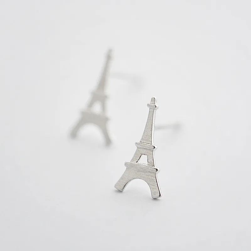 100% 925 Solido Reale Sterling Silver Torre Eiffel Orecchini Con Perno Per Le Donne Del Partito Del Regalo Dei Monili Pendientes Boucle D Oreille Eh97