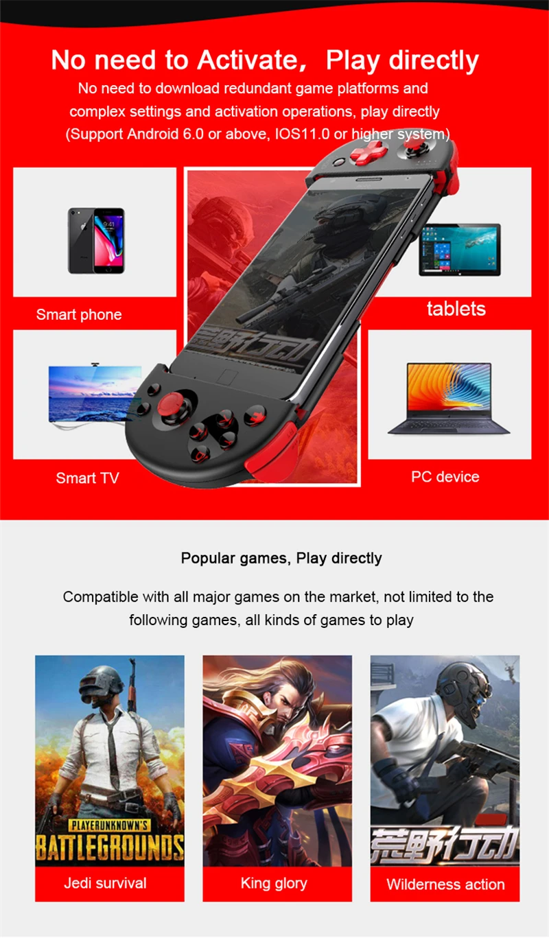 IPEGA Pubg беспроводной игровой контроллер, геймпад PG-9087s, Bluetooth, Android, геймпад, PC Joypad, выдвижной джойстик для ПК, смартфона