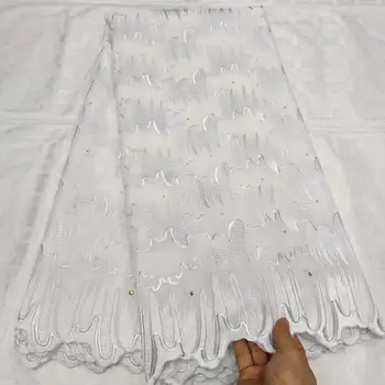 

Cassiel White Hollow Out Cotton Lace Popular Nigerian African Voile Dry Lace Fabric with Stones Swiss Voile Lace in Switzerland