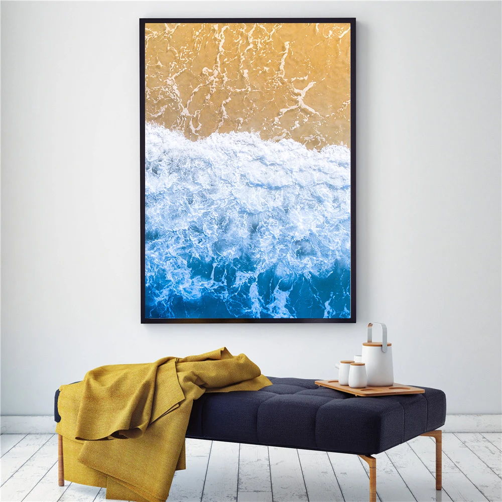 Beach Seacape Ocean Sunset Poster Stile Nordico Kids Room Decor Seashore Waves Painting Living Room Decoration Art Print