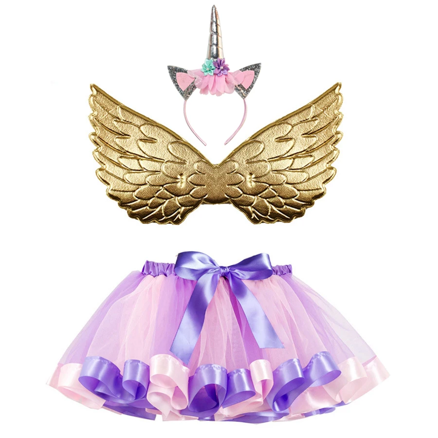 unicorn costume 07 Юбка-пачка+ крыло+ головной убор с рогом, детские костюмы на Хэллоуин для детей, новогодний и Рождественский костюм единорога для девочек - Цвет: unicorn costume 07