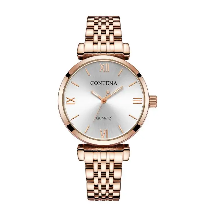 CONTENA новые электронные женские модные наручные часы Роскошные Buniness полностью Стальные кварцевые Saati Montre Femme Relojes Mujer Часы - Цвет: CON8171Y8