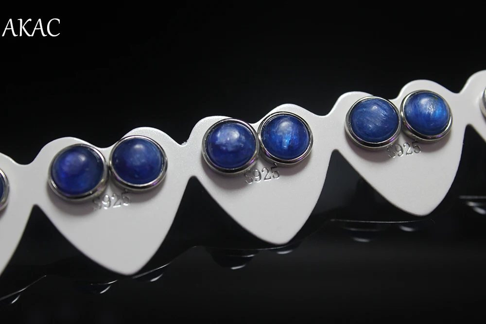 Approx8mm натуральный Синий Кианит серьги-гвоздики для женщин серьги 1 пар/уп. Отправить случайно