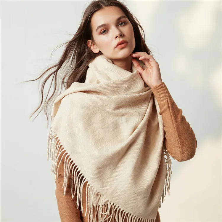 Brands Warm Cashmere Scarf Female Thick Soft Winter Poncho Brown Long Shawl Plaid Wrap For Women Tassel Stoles Lady Wool Scarfs