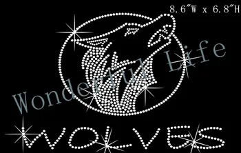 

Free Shipping wolf head Rhinestone Transfer Design Image iron on Rhinestone Iron On Transfer