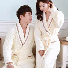 Парные халаты из кораллового флиса теплые фланелевые пижамы для девочек Женский утолщенный халат с длинными рукавами Мужская домашняя одежда из кораллового флиса для женщин