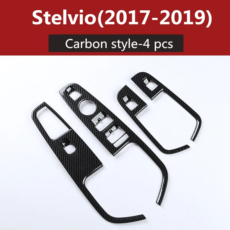 Carbon style-4 pcs Кнопка переключения окна автомобиля, декоративная панель, Накладка для внутренней отделки, защита автомобиля, аксессуары для укладки Alfa Romeo Stelvio 949 - Название цвета: Carbon style-4 pcs