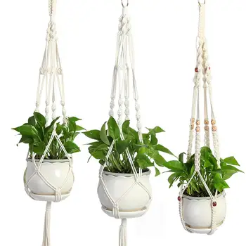 

Handmade Hanging Baskets Flowers Plants Pot Hanger Net Hanging Hemp Basket Flowerpot Wall Decor Home Garden Yard Decoration