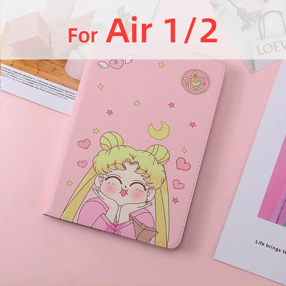 Cute Air 1 2 Сейлор Мун Чехлы для iPad Pro 10,5 11 IPad Air 1 2 IPad Mini 3 4 5 A1823 A1475 A2125 прекрасные кожаные обложки автоматическое выключение - Цвет: Cute Air 1 2