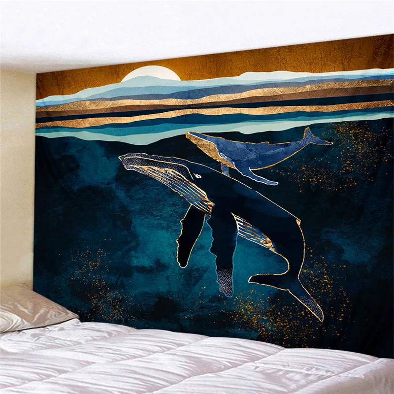 Nordic Psychedelic Tapestry landscape Tapestry Macrame Wall Hanging Abstract Hippie Boho Wall Carpet Cloth Home Decorations