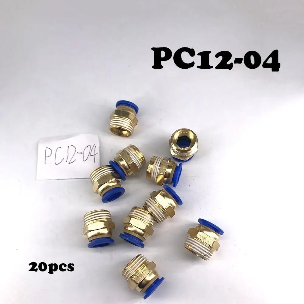 

Free Shipping 20Pcs/lot PC12-04 Tube 12mm Thread Straight Throught 1/2\"Quick plug thread pneumatic quick joint