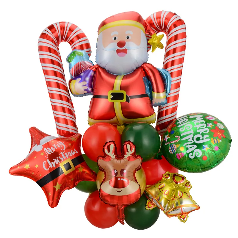 

1Set Santa Claus Elk Crutch Foil Balloons For Xmas Party Decor Kids Toys Merrty Christmas 2024 New Year Eve Home Navidad Supplie