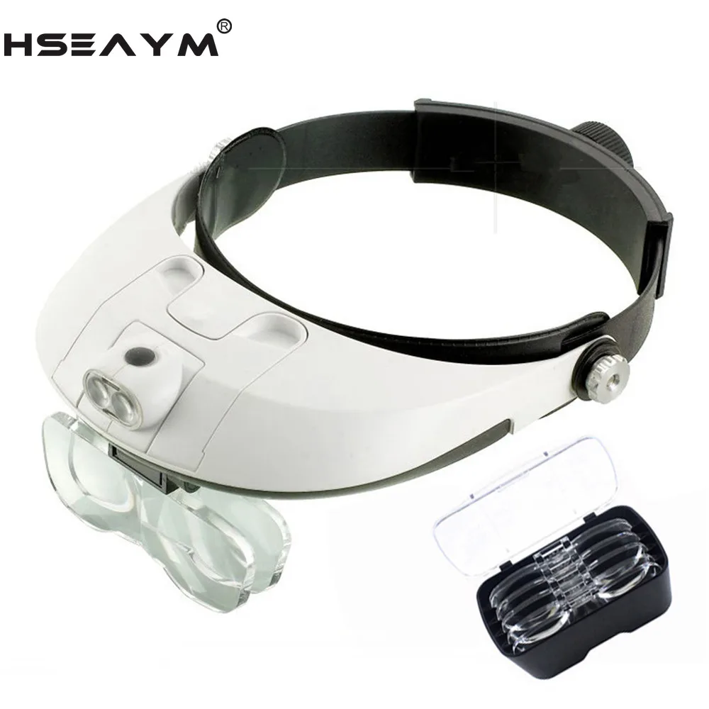 LED Lamp Lighting Wearing Head Magnifier Glasses Magnifier Repair Reading Magnifying Glass Loupe for Old Man Elderly People