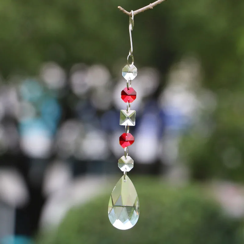 

5PCS Hanging Chandelier Crystals Lamp Prisms Parts Glass Chakra Suncatcher Pendants Car Rearview Mirror Charm