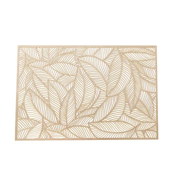 

10 Pack Hot Stamping Placemat,Leaf Pattern Cup Coffee Table Mats Kitchen Home Decor