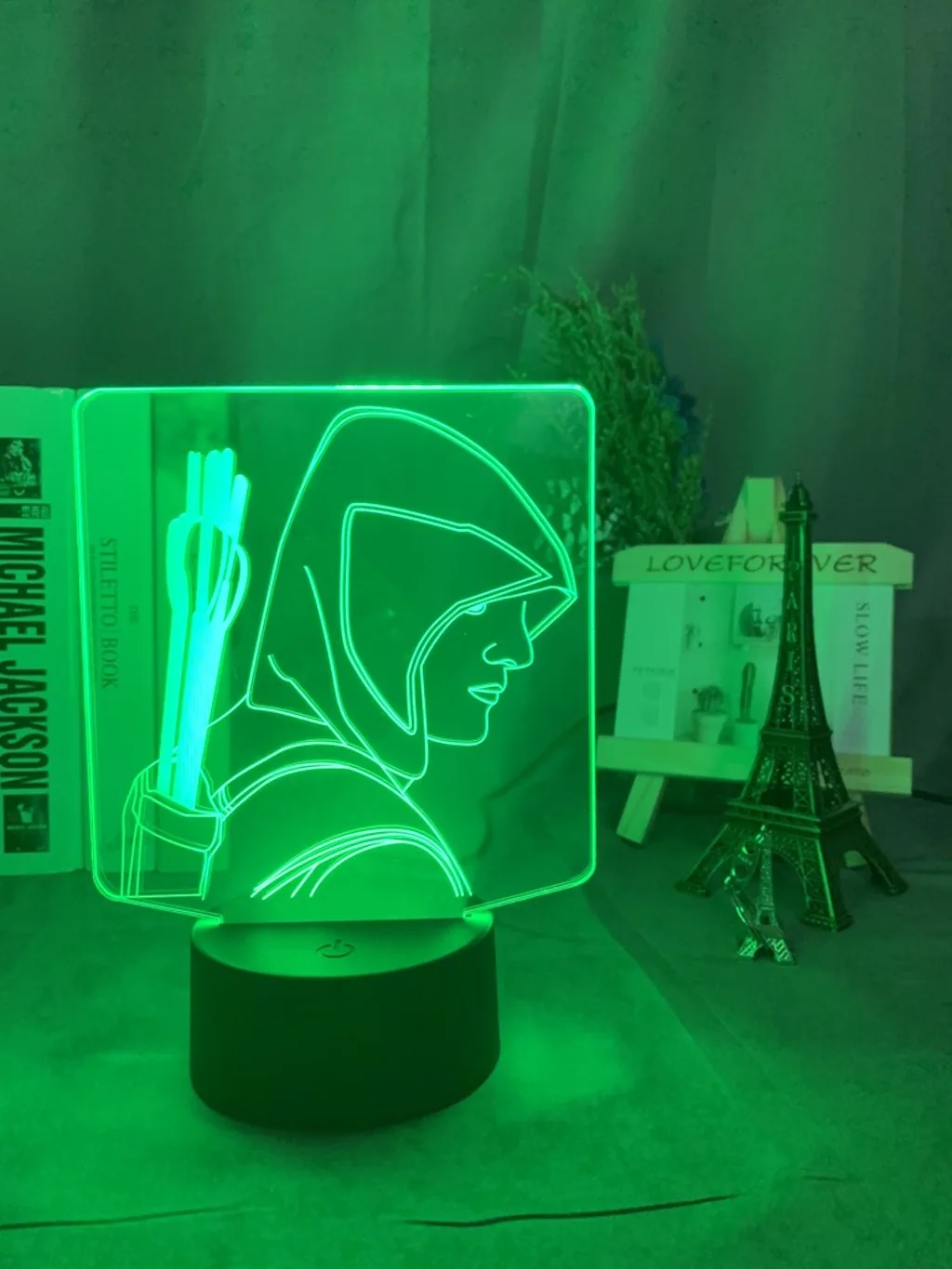 3D лампа Marvel, супергерой, Зеленая Стрела, ночник, светильник для мальчика, украшение комнаты, меняющий цвет, акриловый лазер, светодиодный Ночной светильник, рождественский подарок