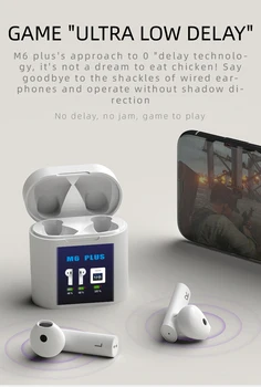 

M6 PLUS TWS Wireless Bluetooth Earphone LED Display Portable In-ear Earbuds Mini Sport Headphone Forehead Temperature Measureing