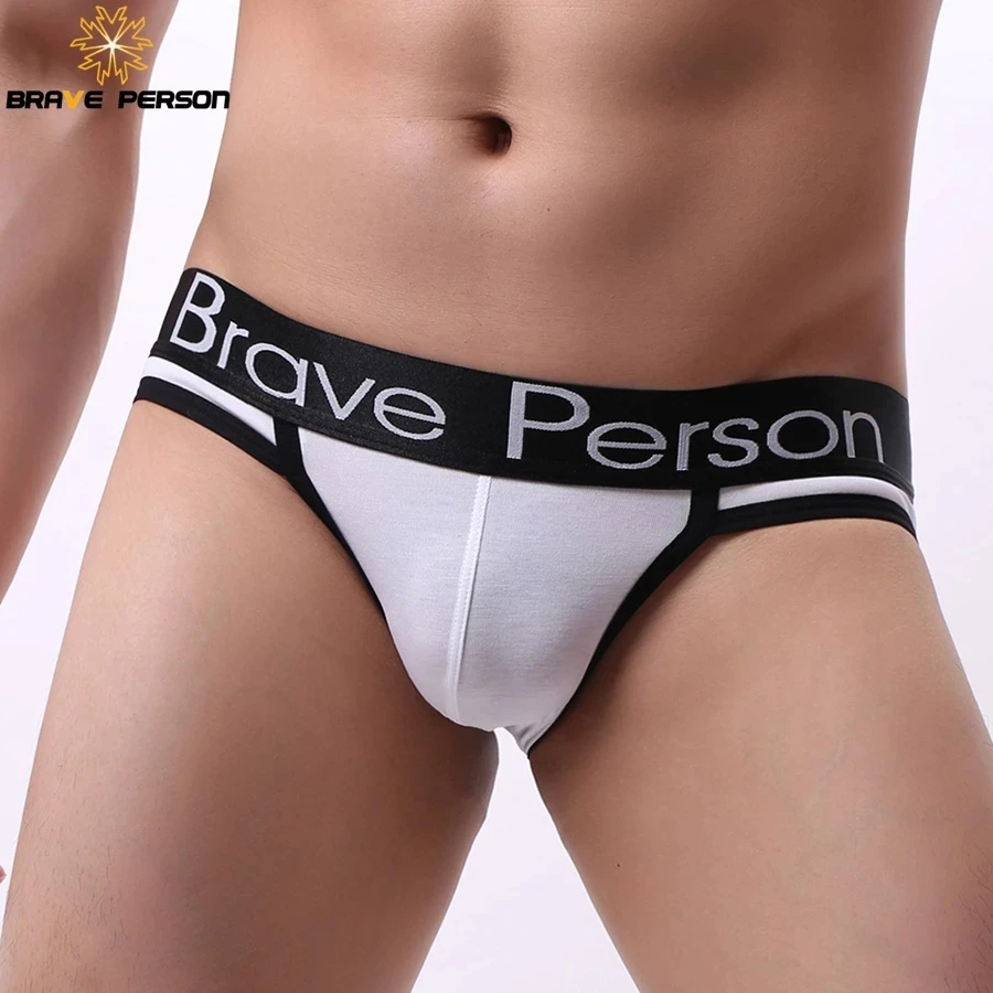 men's underwear styles BRAVE PERSON Mens Sexy Briefs Men's Cotton Underwear Male Underpants Panties B1171 black briefs