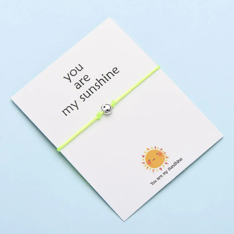 4 IYOE Wish Card You Are My Sunshine, крошечные браслеты с улыбающимся лицом для женщин, мужчин, детей, винтажный браслет дружбы с красной нитью, парные - Окраска металла: 4