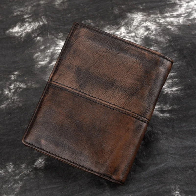 BAOERSEN Mens Wallets Cow Leather Vintage Men's Wallet Male Credit Card Holder Money Purse