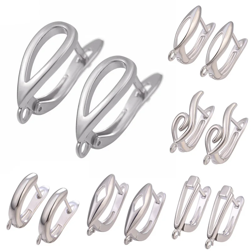 

JUYA New 4 Pcs\lot Silver Color Earrings Hooks Clasps Supplies For Earrings Making DIY Handmade Jewelry Findings Accessories