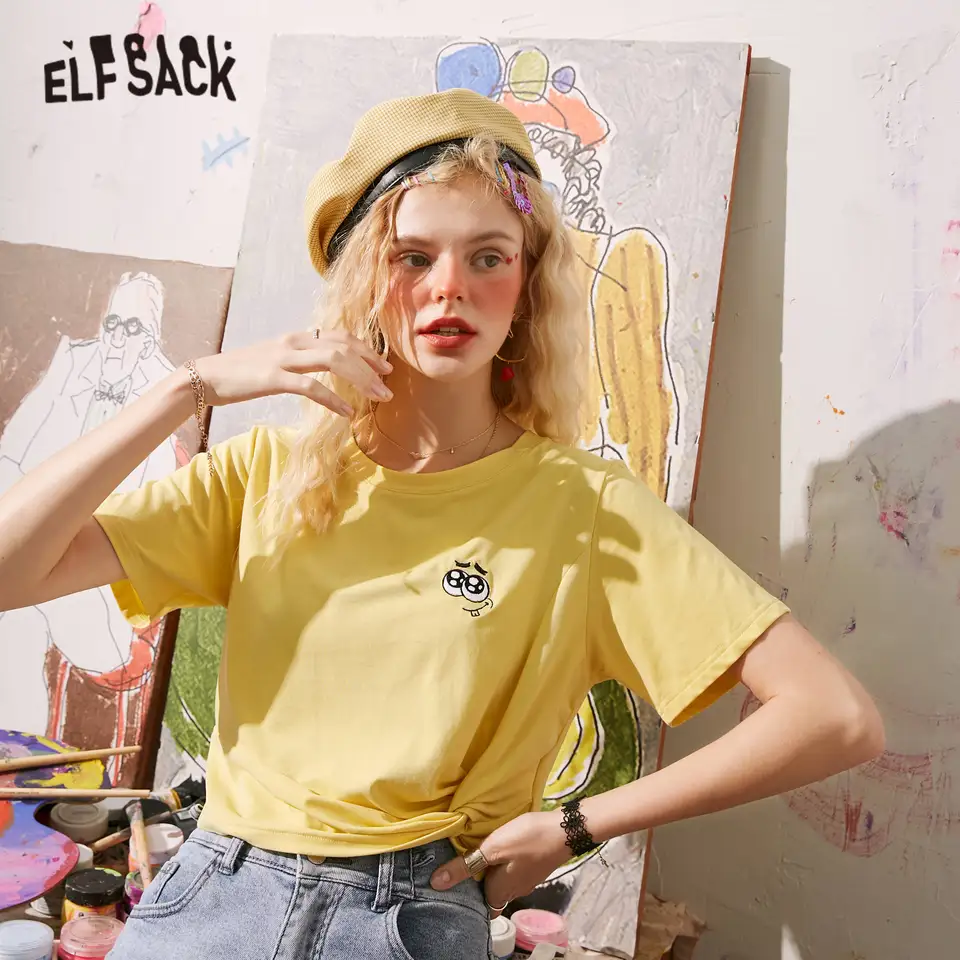 yellow graphic crop top