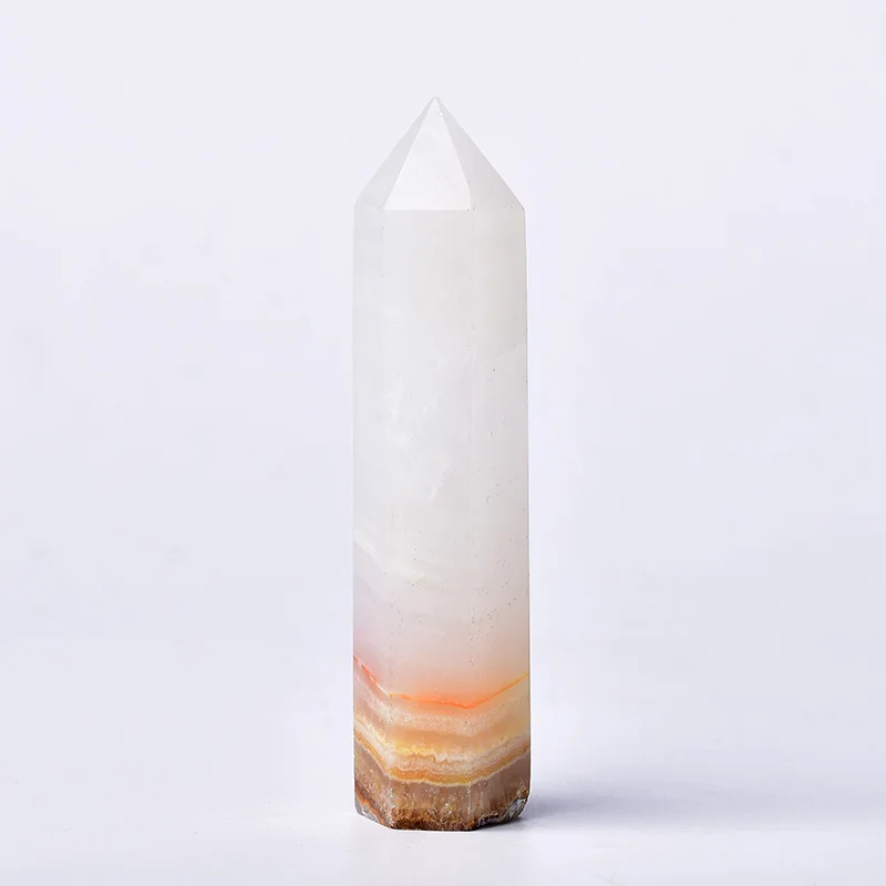 1pc Natural Crystal Point Afghan White Jade Healing Obelisk Quartz Wand Ornament for Home Decor Reiki Energy Stone Pyramid gift 6