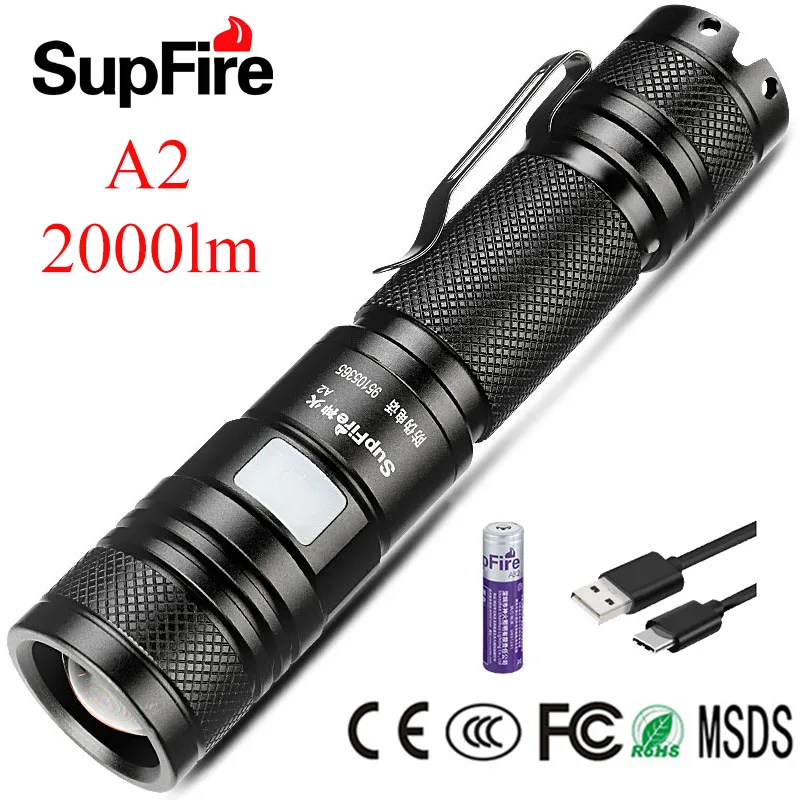 Supfire Zoom Flashlight Linterna LED Mini Torch Light 2000lm Lanterna A2 18650 Flash Light Supfire Zoom Flashlight Linterna LED Mini Torch Light 2000lm Lanterna A2 18650 Flash Light