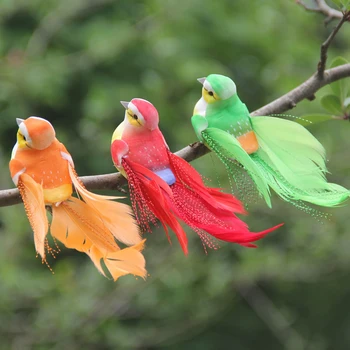 

24pcs Vividly DIY Craft Faux Feather Garden Props For Wedding Gift Indoor Outdoor Simulation Bird Toys Accessories Home Decor