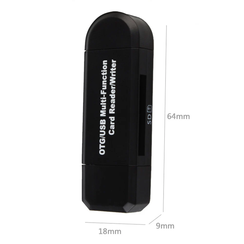 Мини Высокоскоростной микро безопасный цифровой/TF кард-ридер USB OTG адаптер для ПК телефона - Цвет: Черный