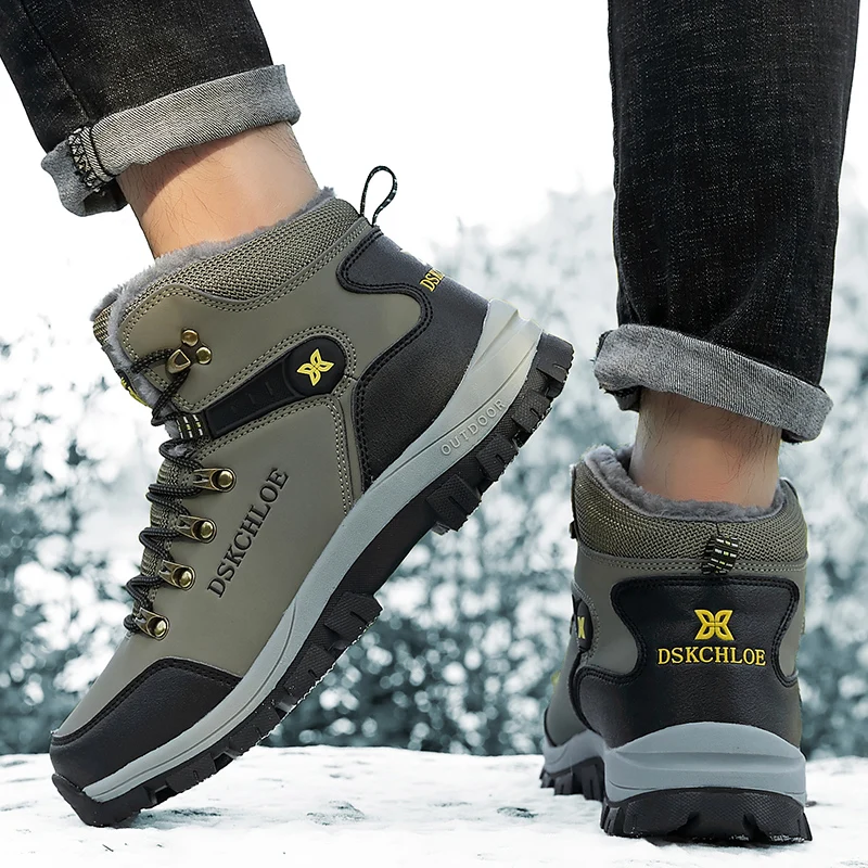 SKINDEEP High-top Waterproof Non-slip Cotton Shoes Men's High-quality Warm Round Toe Snow Boots