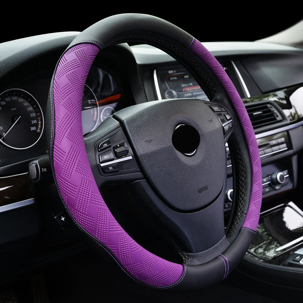 Универсальная оплетка автомобильного руля диаметром 36/38 см кожаное рулевое колесо Чехлы автоматические колеса аксессуары для автомобильного интерьера