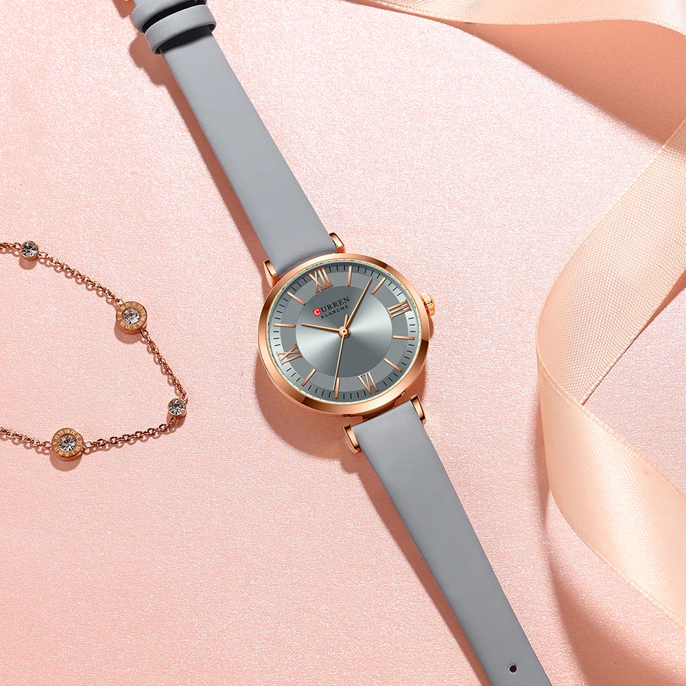 CURREN Luxury Brand New Watches for Women Simple Quartz Leather Clock Female Elegant Wristwatches 2