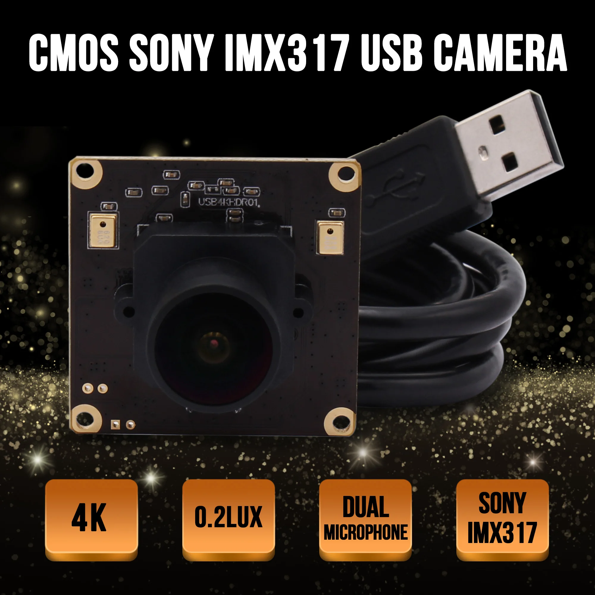 Модуль камеры рыбий глаз 4K MJPEG 30fps 3840x2160 Sony IMX317 CMOS USB веб-камера для Windows Linux MAC Android |