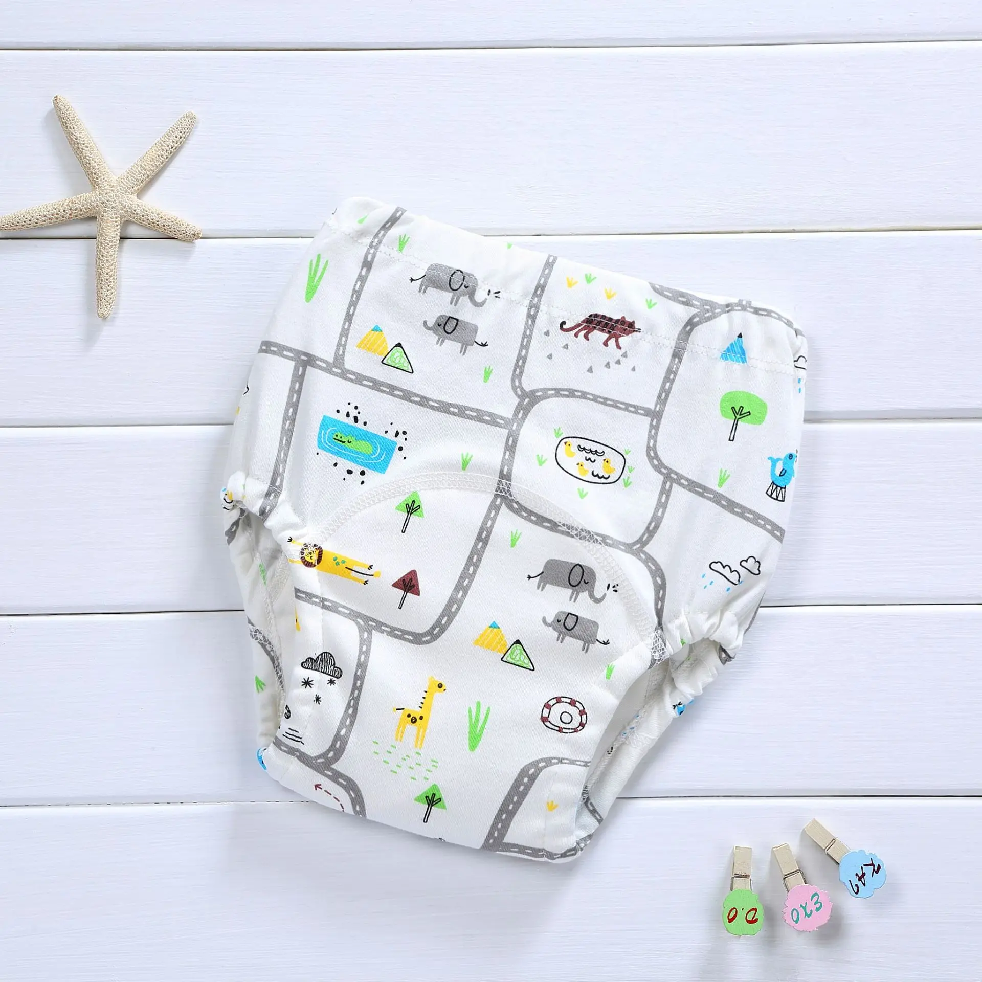 Четырехслойные газовые подгузники водонепроницаемые моющиеся подгузники для новорожденных хлопковые подгузники карманные Детские обучающие Штаны сумка для подгузников - Цвет: Animal forest