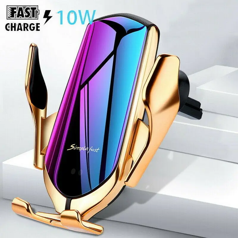 

2019 New 10W Car Qi Wireless Charger for Iphone 8 X XS MAX Automatic Car Phone Holder Fast Wireless Charger for Samsung S10 Plus