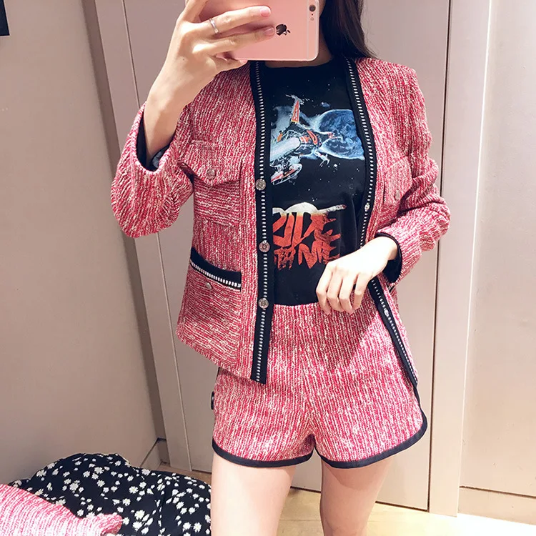 Новые женские розовые твидовые шорты