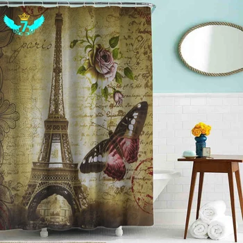 

Hot Paris Eiffel Tower Shower Curtain 3D Bathroom Shower Curtain Window Curtain Bath Mat With Hooks TOB